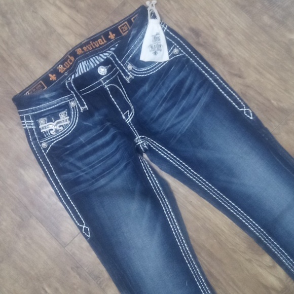 Rock Revival Women's Jeans 26 Bootcut Maria Embellished Shimmer NWOT - Picture 3 of 13